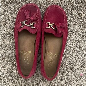 AEROSOLES Women's Red Moccasins with Tassel Detail